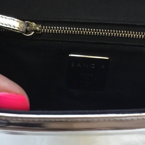 Sang A Flash Parallelogram Mirror Clutch Purse Silver Bag - Picture 9 of 13